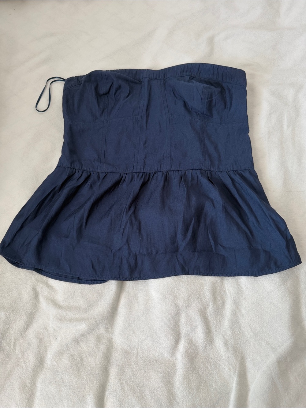 American Eagle Outfitters Strapless Dark Blue Peplum Top